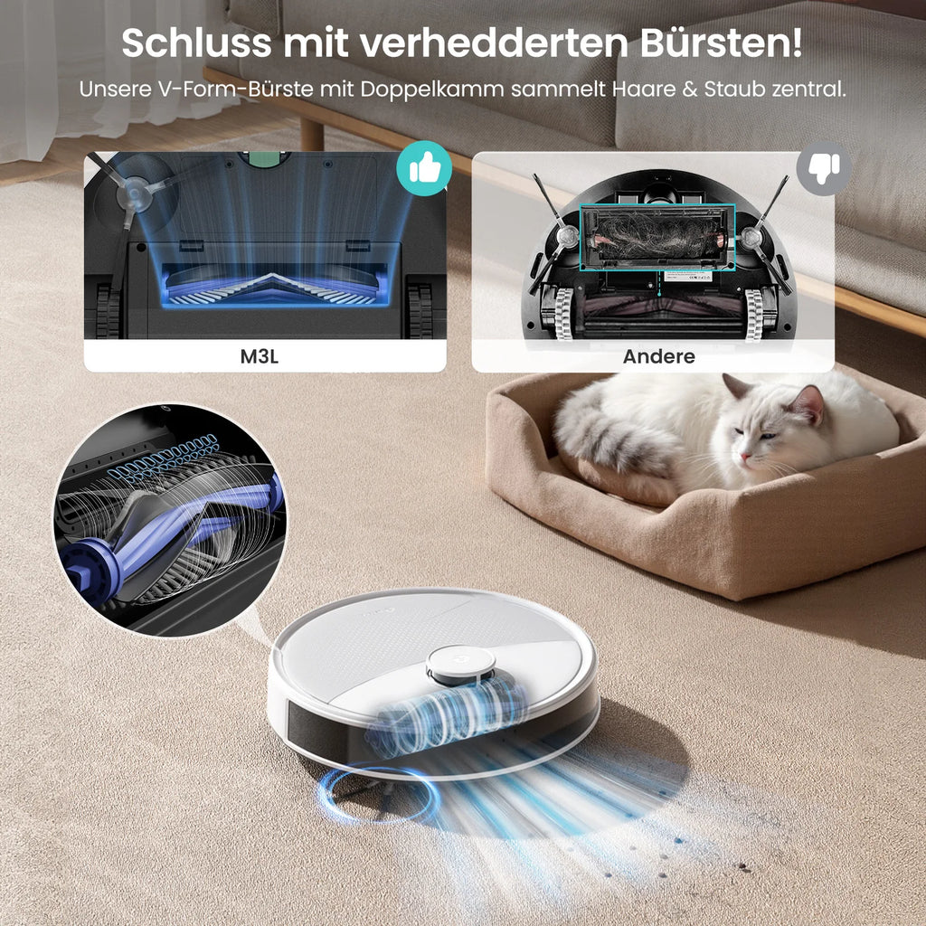 Lefant Robot Dust vacuum cleaner M3L Wipe Vacuum Drying Wipers Automatic Cleaning Dust, 12000 Pa Suction Power DToF Navigation