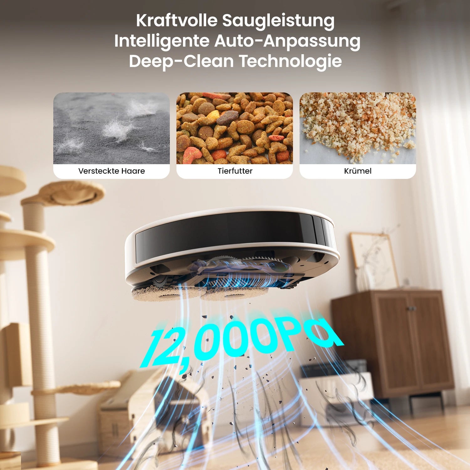 Lefant Robot Dust vacuum cleaner M3L Wipe Vacuum Drying Wipers Automatic Cleaning Dust, 12000 Pa Suction Power DToF Navigation