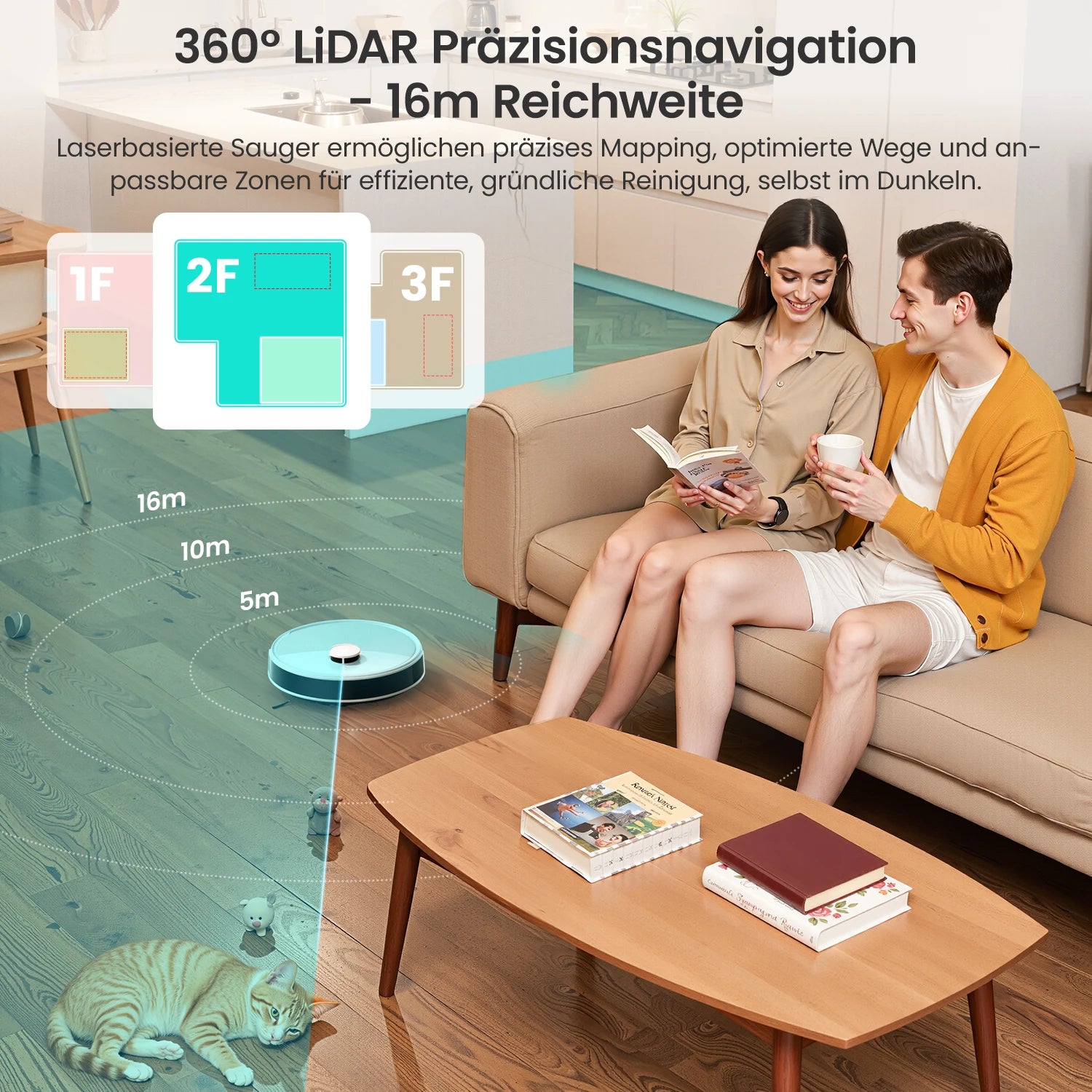 Lefant Robot Dust vacuum cleaner M3L Wipe Vacuum Drying Wipers Automatic Cleaning Dust, 12000 Pa Suction Power DToF Navigation
